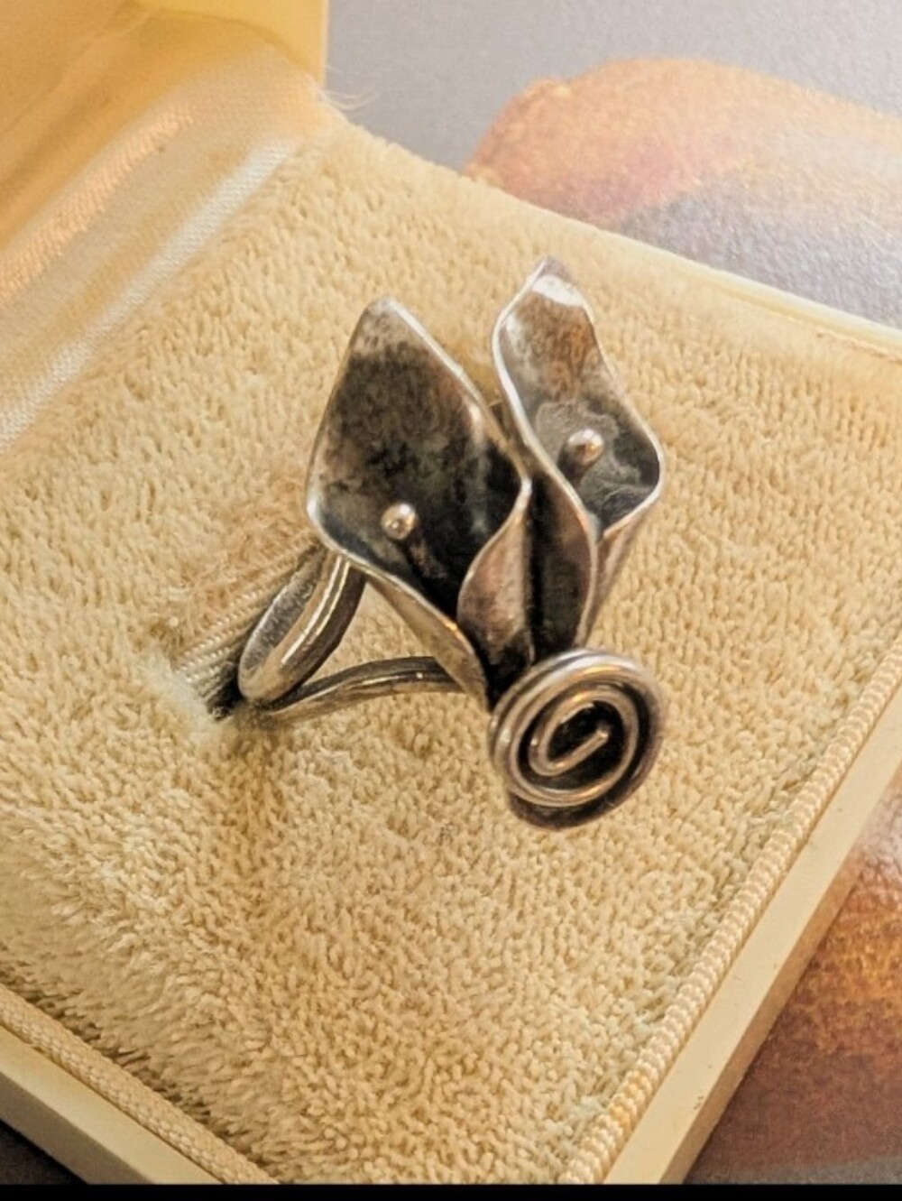 1930s/40s Stuart Nye Of New York Iconic Sterling Calla Lilly Ring - Picture 6 of 8